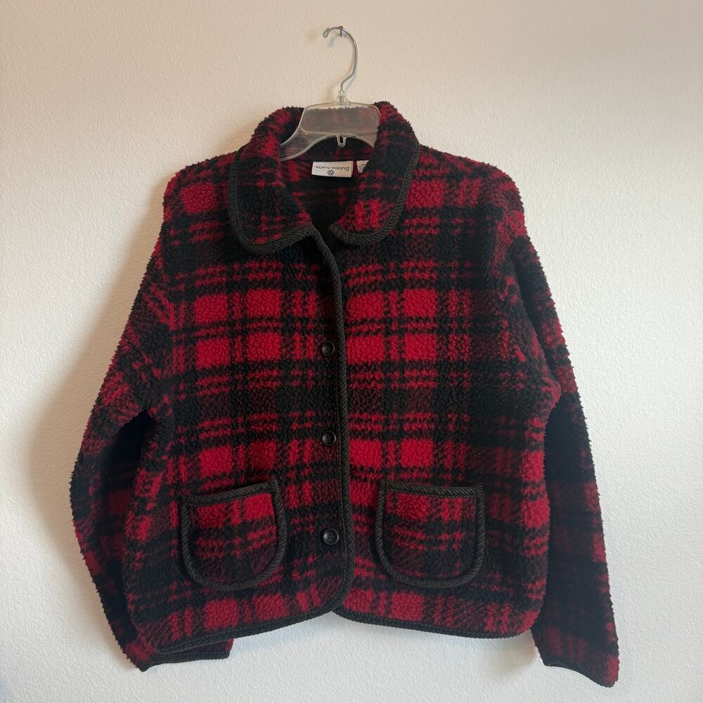 Vintage Kathy Ireland Plaid Jacket Coat Oversize Size L Fleece Warm Hunter Barn
